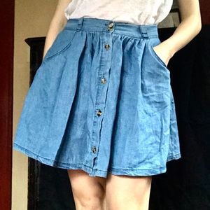 Americana Chambray Denim button twirl skater skirt
